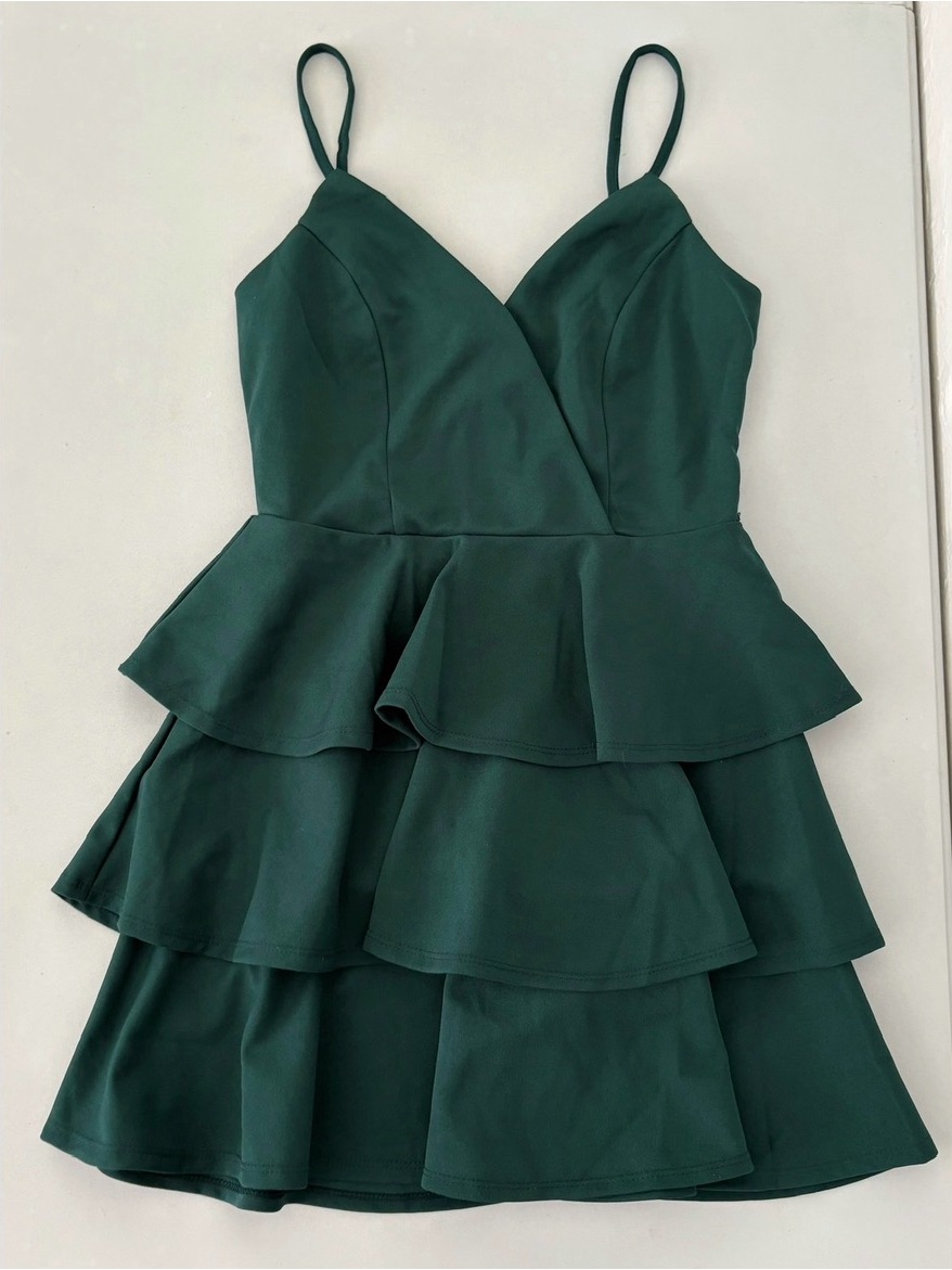 Alter’d State Hunter Green Ruffle Spaghetti Strap Mini Dress Size S #Dress